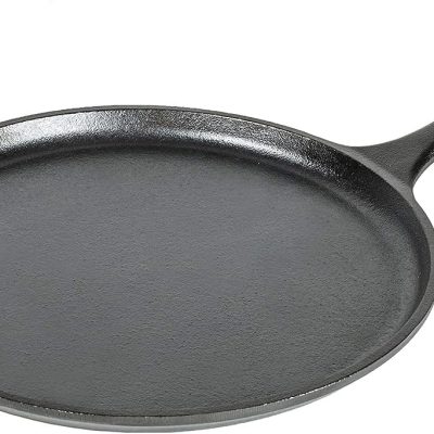 Round Seasoned Cast Iron Griddle 10.5 Inches - Round-Shaped, Pre-Seasoned Iron Griddle Pan - Non-Toxic, PFAS-Free Cookware - Compatible with Stovetop, Oven, Grill, or Campfire