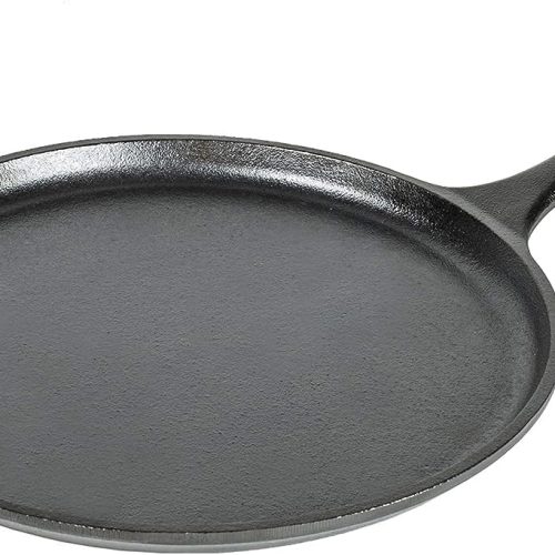 Round Seasoned Cast Iron Griddle 10.5 Inches - Round-Shaped, Pre-Seasoned Iron Griddle Pan - Non-Toxic, PFAS-Free Cookware - Compatible with Stovetop, Oven, Grill, or Campfire