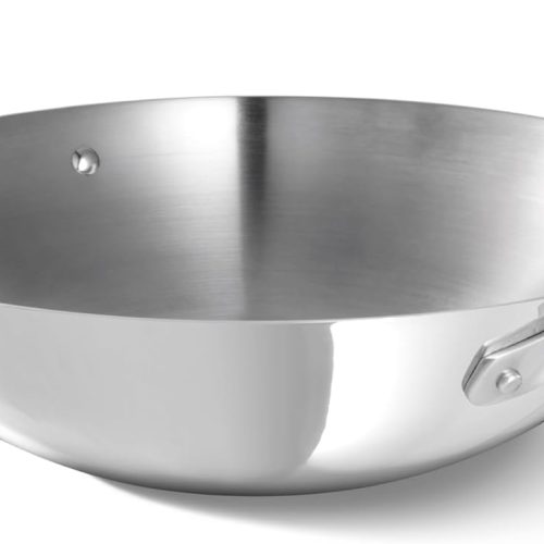 Polished 5-Ply Stainless Steel Cookware w/ 13" Wok, Induction, Oven Safe 500F, PFOA Free, Polished Stainless Silver