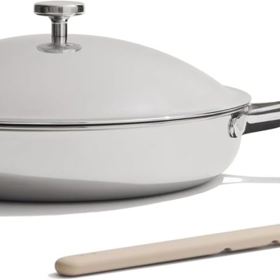 | 10.6" PFAS-Free Nonstick Frying Pan with Spatula | Chef-Grade Tri-Ply Stainless Steel & Aluminum Build | Induction & Oven-Safe up to 1000°F |