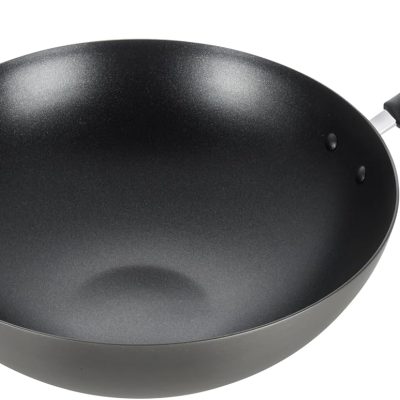 Hard Anodized Nonstick Wok 14 Inch, Oven Broiler Safe 350F, Non Stick Stir-Fry Pan, Cookware, Pots and Pans, Kitchen, Versatile Deep Frying, Sauté, Braise, Stew, Dishwasher Safe, Onyx