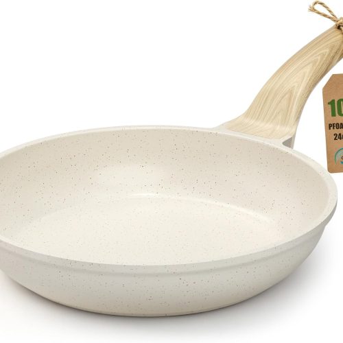 9.5 Inch Nonstick Frying Pan, Granite Coating Skillet Omelette Pan with Stay-Cool Handle, PFOA/PFOS Free Egg Frying Pan for Pancakes & Bacon, Compatible with All Stovetops Induction Hob