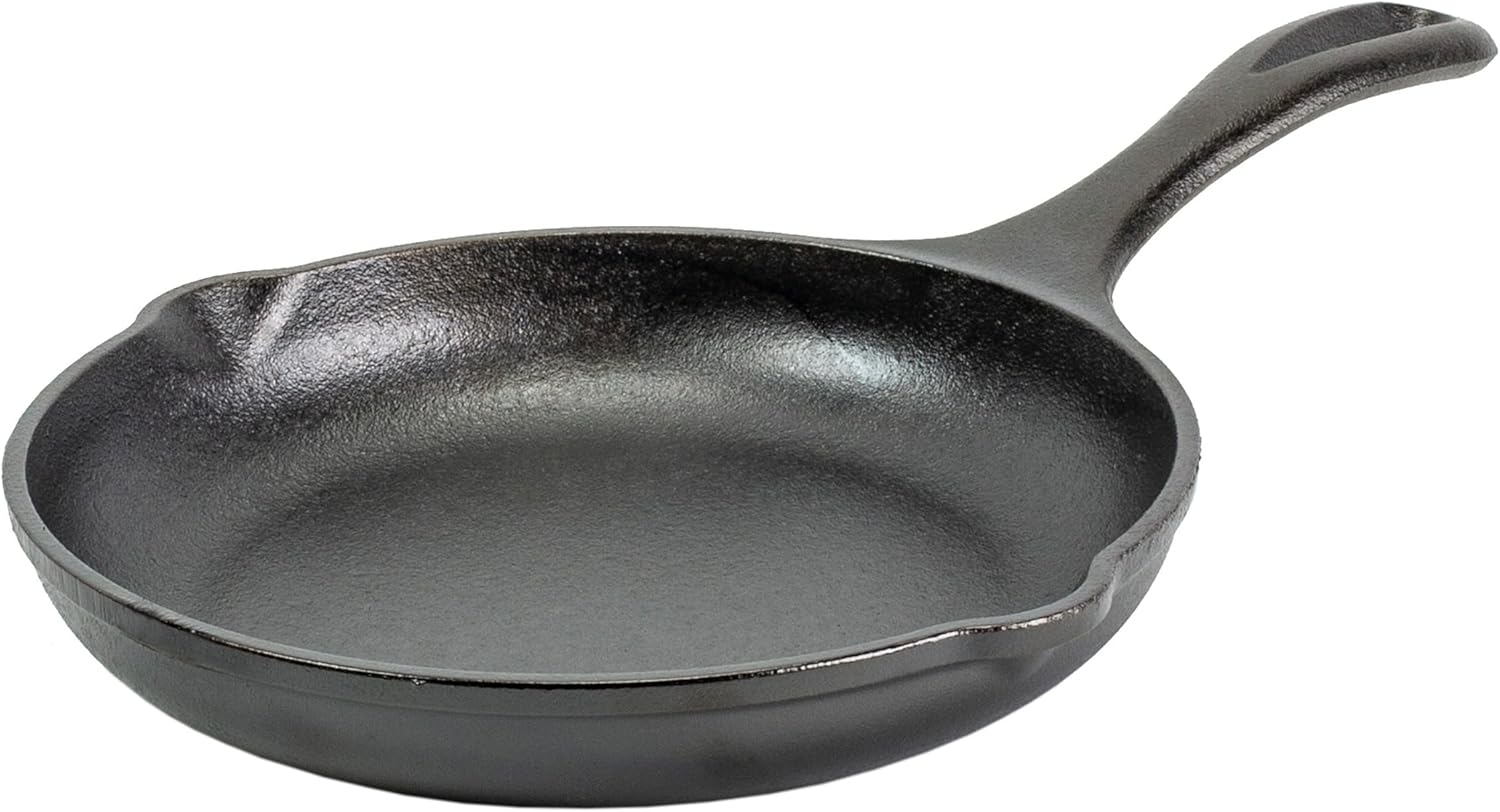 8" Cast Iron Skillet - Chef Collection - Perfect Sear - Ergonomic Handles - Superior Heat Retention - Cast Iron Cookware & Skillet