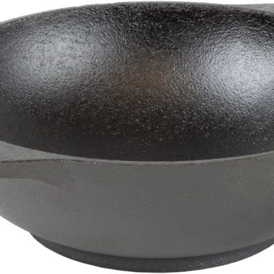 6.25 Inch Cast Iron Mini Wok with Dual Loop Handles – PFAS FREE Pre-Seasoned Individual Serving Pan – Stovetop & Oven Safe Heavy Duty Sauce Wok – Made in USA