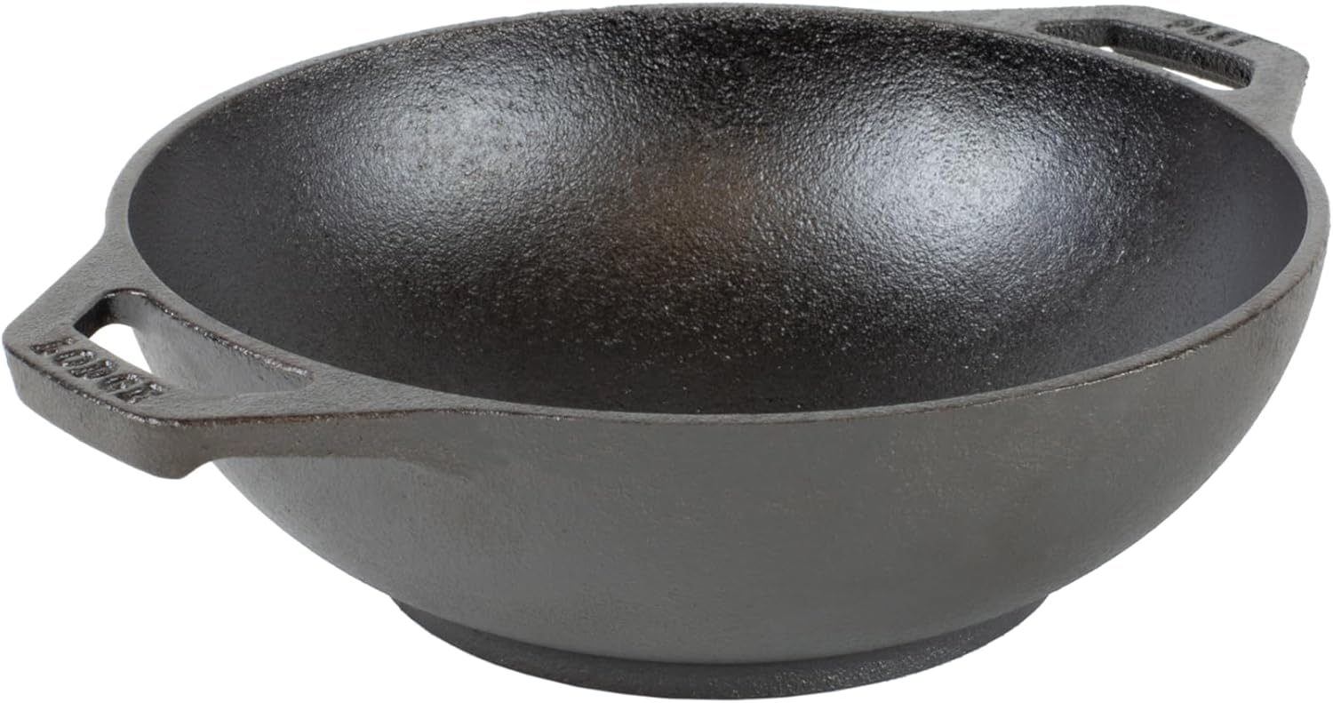 6.25 Inch Cast Iron Mini Wok with Dual Loop Handles – PFAS FREE Pre-Seasoned Individual Serving Pan – Stovetop & Oven Safe Heavy Duty Sauce Wok – Made in USA