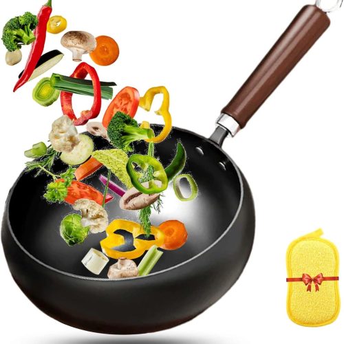 Uncoated Thick Iron Pot, Japanese Iron Pan for Cooking, Uncoating Cast Iron Pot, Hand-Forged Non-Stick Cast Iron Skillet, High Purity Frying Pans for Kitchen (Smooth, M-24cm)