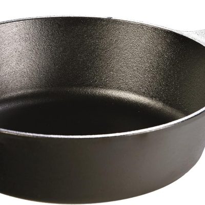 5 Quart Pre-Seasoned Cast Iron Deep Skillet - Signature Teardrop Handle & Assist Handle - Use in the Oven, on the Stove or Grill, or Over a Campfire - Black