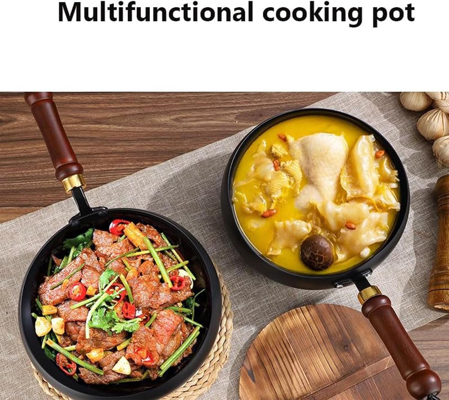 Uncoated Thick Iron Pot, Japanese Iron Pan, Japanese Uncoating Cast Iron Pot, Irons Pans For Cooking, Hand-Forged Non-Stick Irons Pan Without Coating For Induction Cooker Gas (No lid, 9.45 in) - Image 2