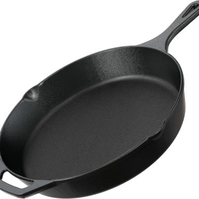 Premium Cast Iron Skillets 12 Inch, Chef's Pan, PFAS-Free, Pre-Seasoned Frying Pan, Stovetop, Oven, Campfire and Grill Large Skillet, Even Heat Distribution Cast Iron Pan - Black
