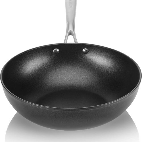 Collection, 12-Inch Nonstick Flat Bottom Wok/Stir-Fry Pan - PFOA Free, Dishwasher and Oven Safe, Made in Korea